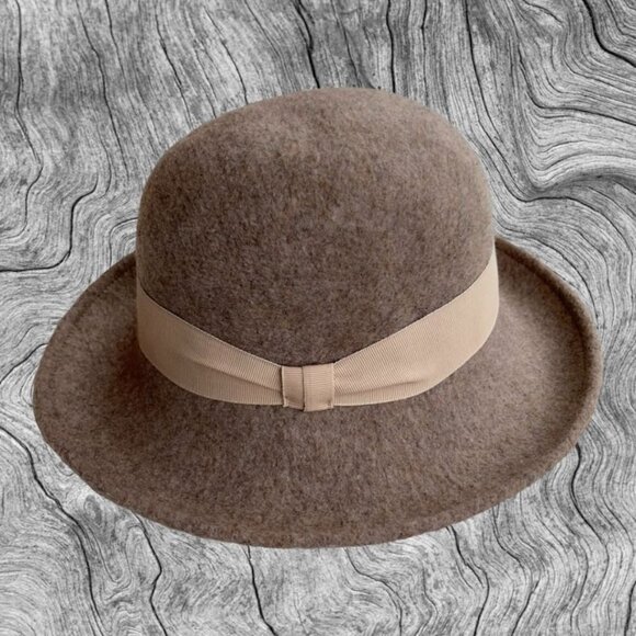 Maison Pholya! Heathered Wool-Blend Round Old-Fashioned Hat w Brim ITALY - Picture 1 of 3